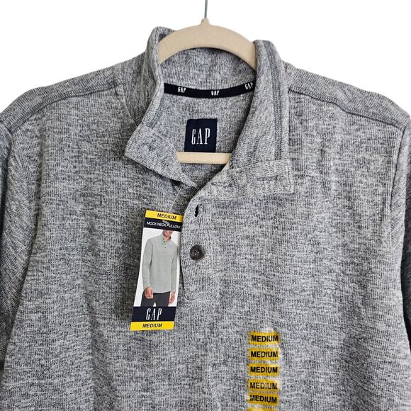 Gap Sweater Men M Gray Knit Sweater Men Mock Neck Sweater Men Pullover Sweater - Picture 2 of 10